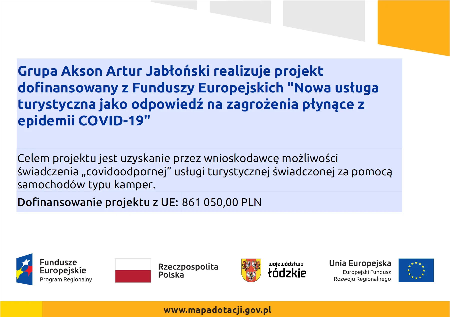 Informacje o realizacji projektu dofinansowanego z Funduszy Europejskich